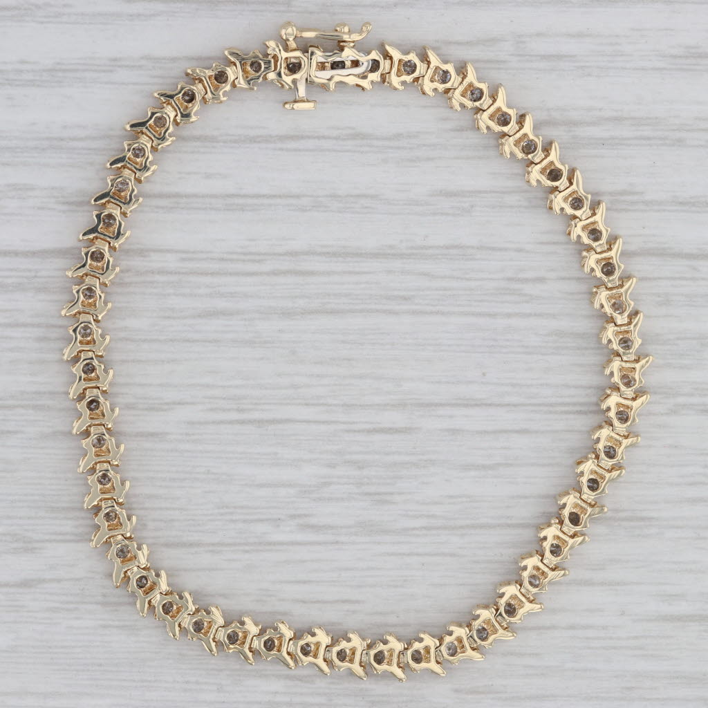 Gray 1.50ctw Diamond Tennis Bracelet 10k Yellow Gold 7" 4.7mm