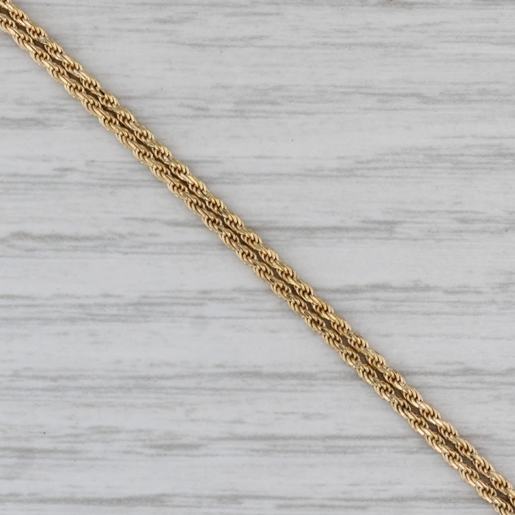 Gray Double Rope Chain Bracelet 18k Yellow Gold 7.25" 2.6mm