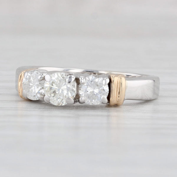 Light Gray 0.89ctw Round Diamond 3-Stone Engagement Ring 14k Gold Size 6.5