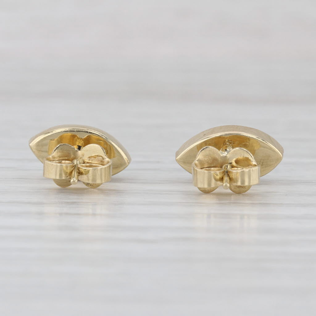 Vintage Marquise Cabochon Turquoise Stud Earrings 14k Yellow Gold