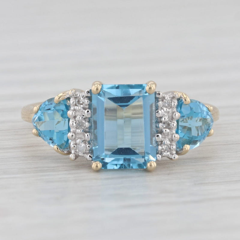 3.22ctw Blue Topaz Diamond Ring 10k Yellow Gold Size 7
