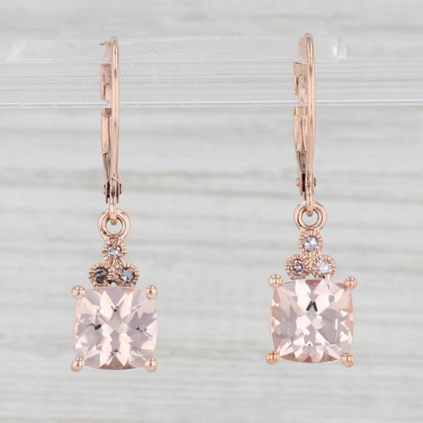 2.53ctw Morganite Diamond Dangle Earrings 10k Rose Gold Pierced Drops