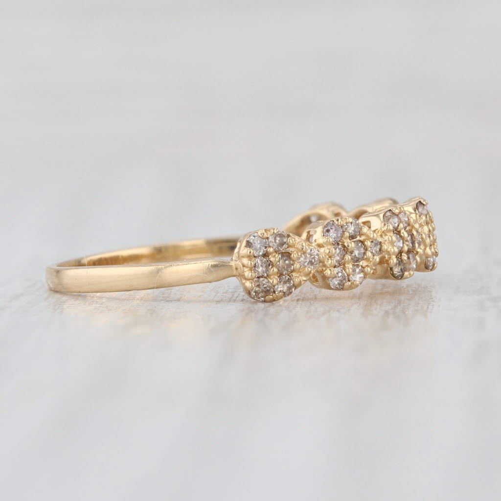0.30ctw Diamond Hearts Ring 18k Yellow Gold Stackable Wedding Band Size 7.75