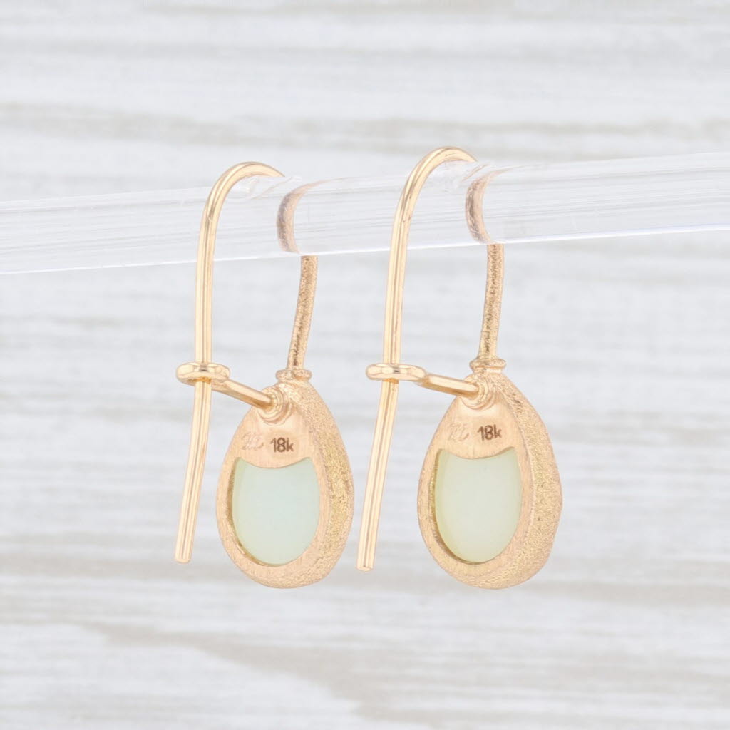 New Nina Nguyen Aquamarine Druzy Quartz Drop Earrings 18k Gold Hook Posts