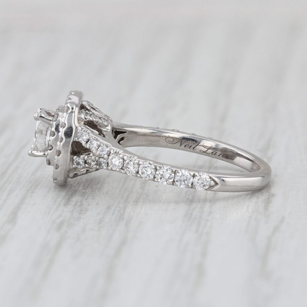 Neil Lane 0.97ctw Princess Diamond Halo Engagement Ring 14k White Gold Size 4.5