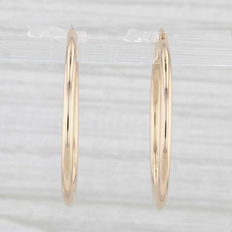 New Hoop Earrings 14k Yellow Gold Round Hoops Pierced Snap Top 2x 30mm