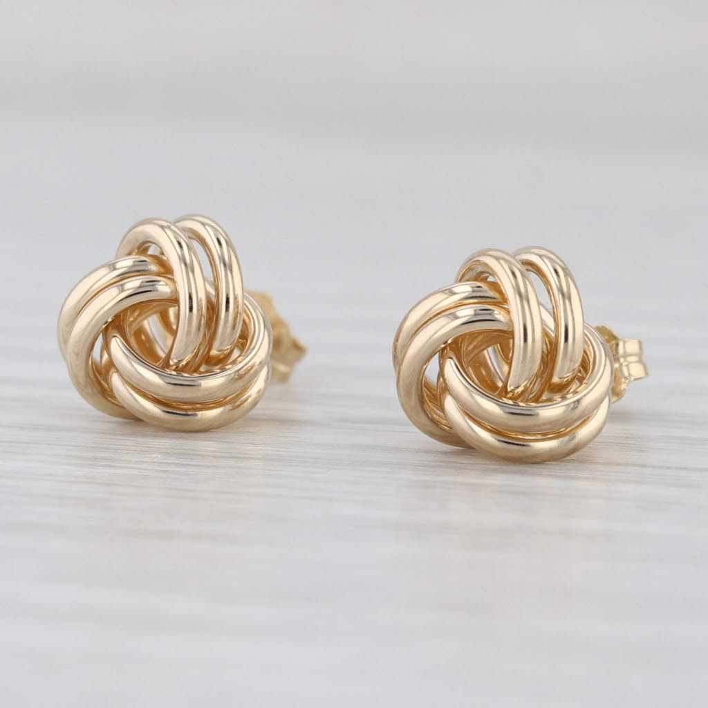Knot Stud Earrings 14k Yellow Gold Small Round Studs