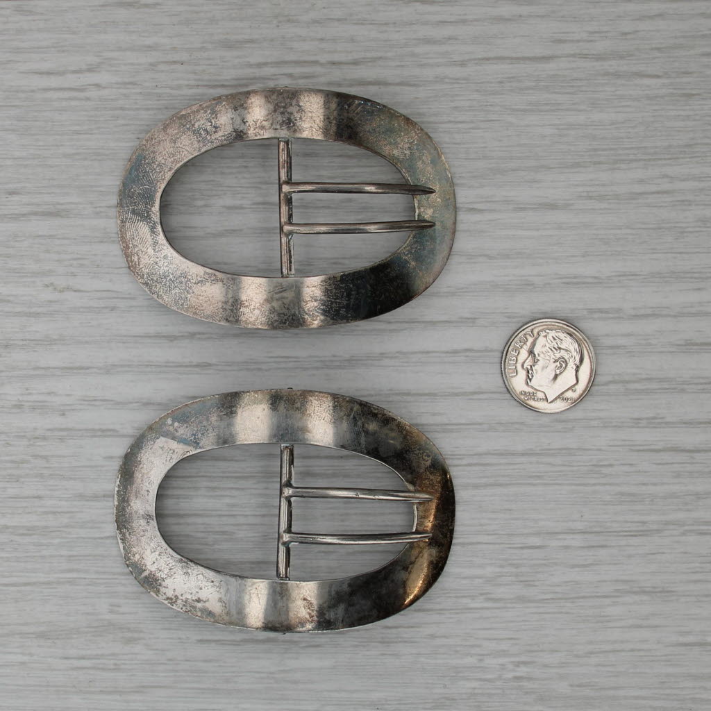 Antique Buckle Hair Clips Sterling Silver Set of 2 Barrettes