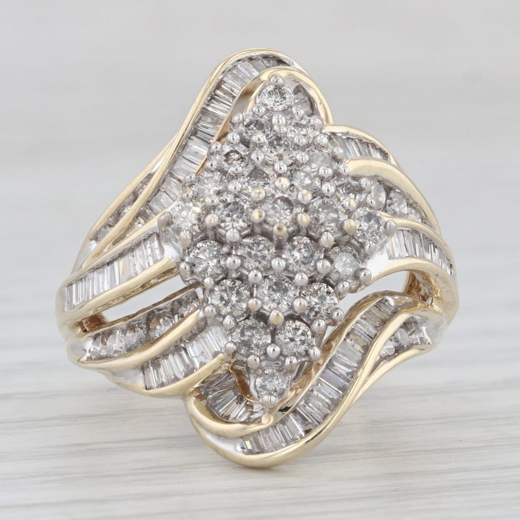 Light Gray 1.95ctw Diamond Cocktail Cluster Ring 10k Yellow Gold Size 7