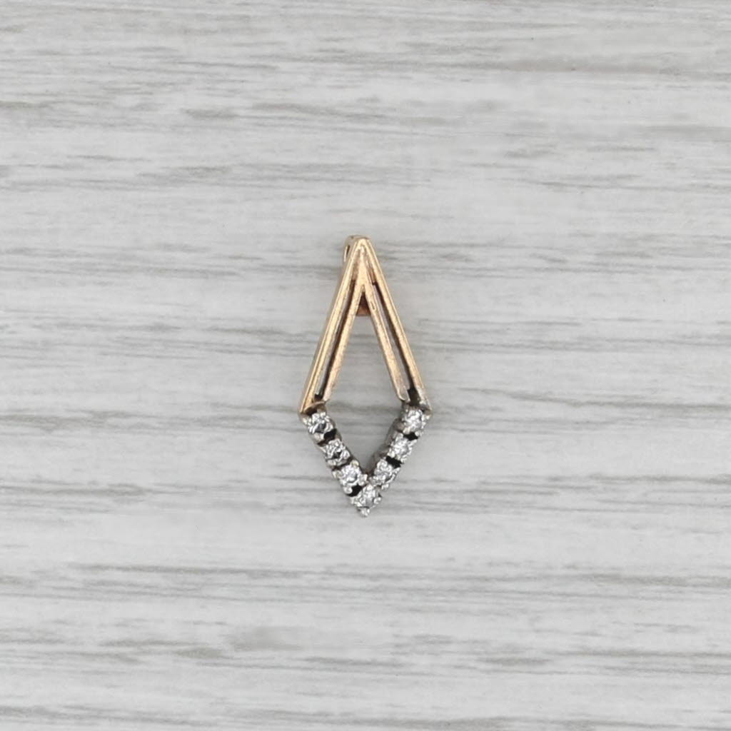 Vintage 0.13ctw Diamond Pendant 14k Yellow Gold Kyte Shaped Drop