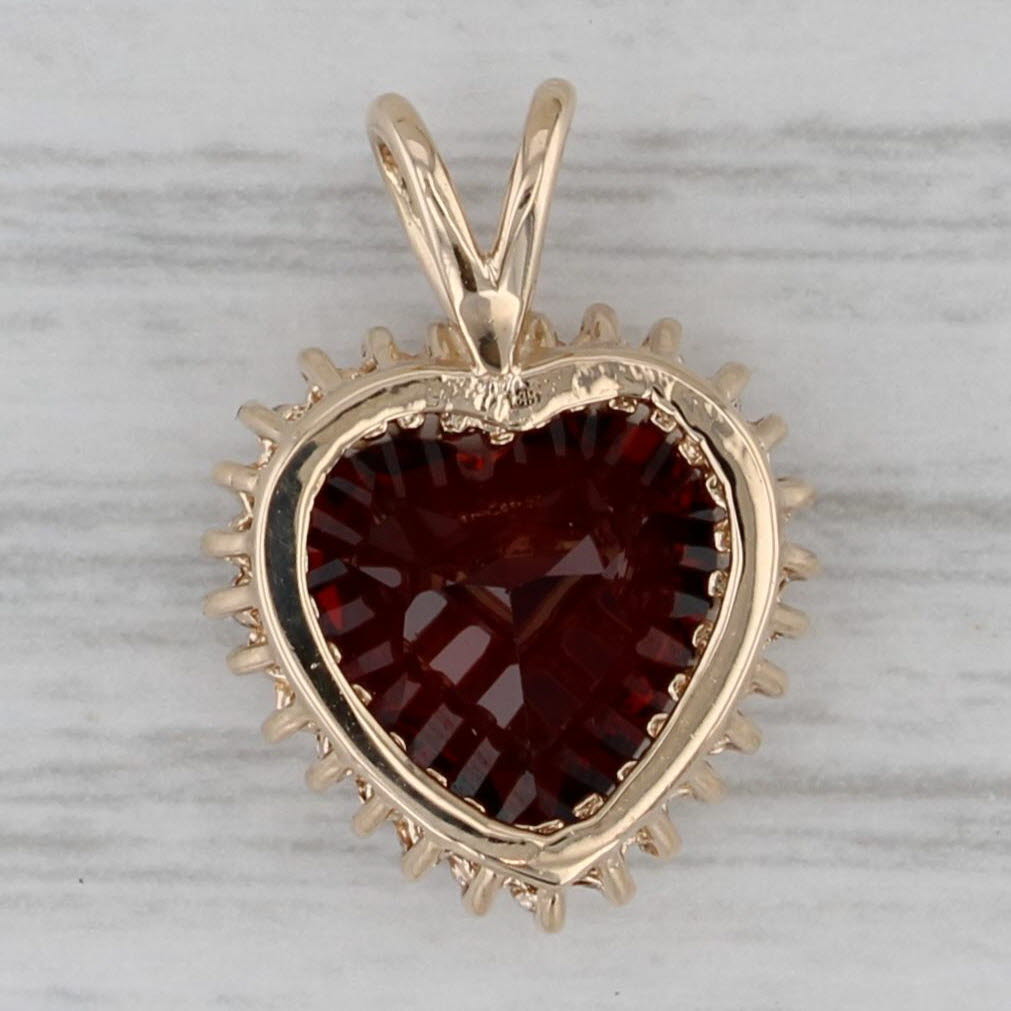 Gray 3.16ctw Garnet Diamond Halo Pendant 10k Yellow Gold