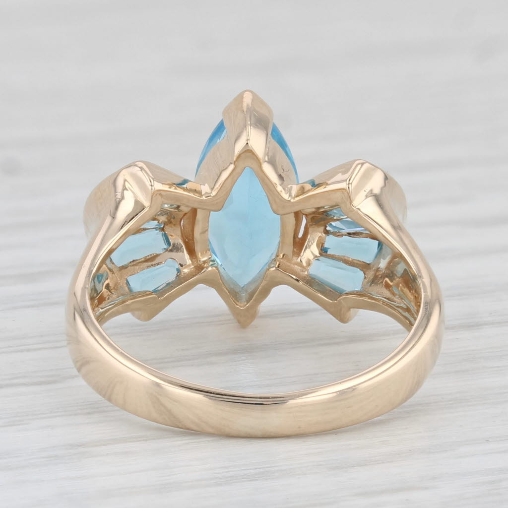 Light Gray 2.50ctw Marquise Blue Topaz Ring 14k Yellow Gold Size 6.5