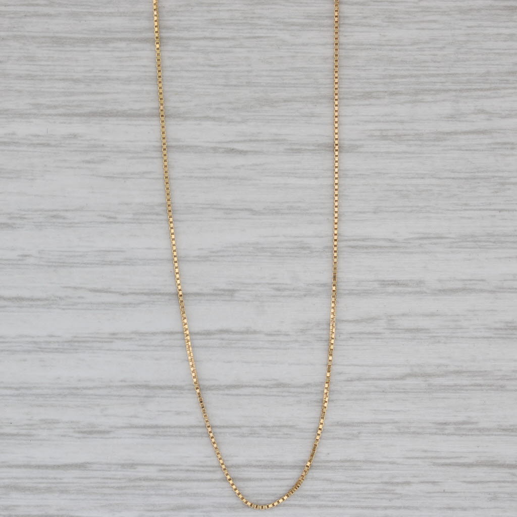 Gray Fine Box Chain Necklace 14k Yellow Gold 20" 0.6mm