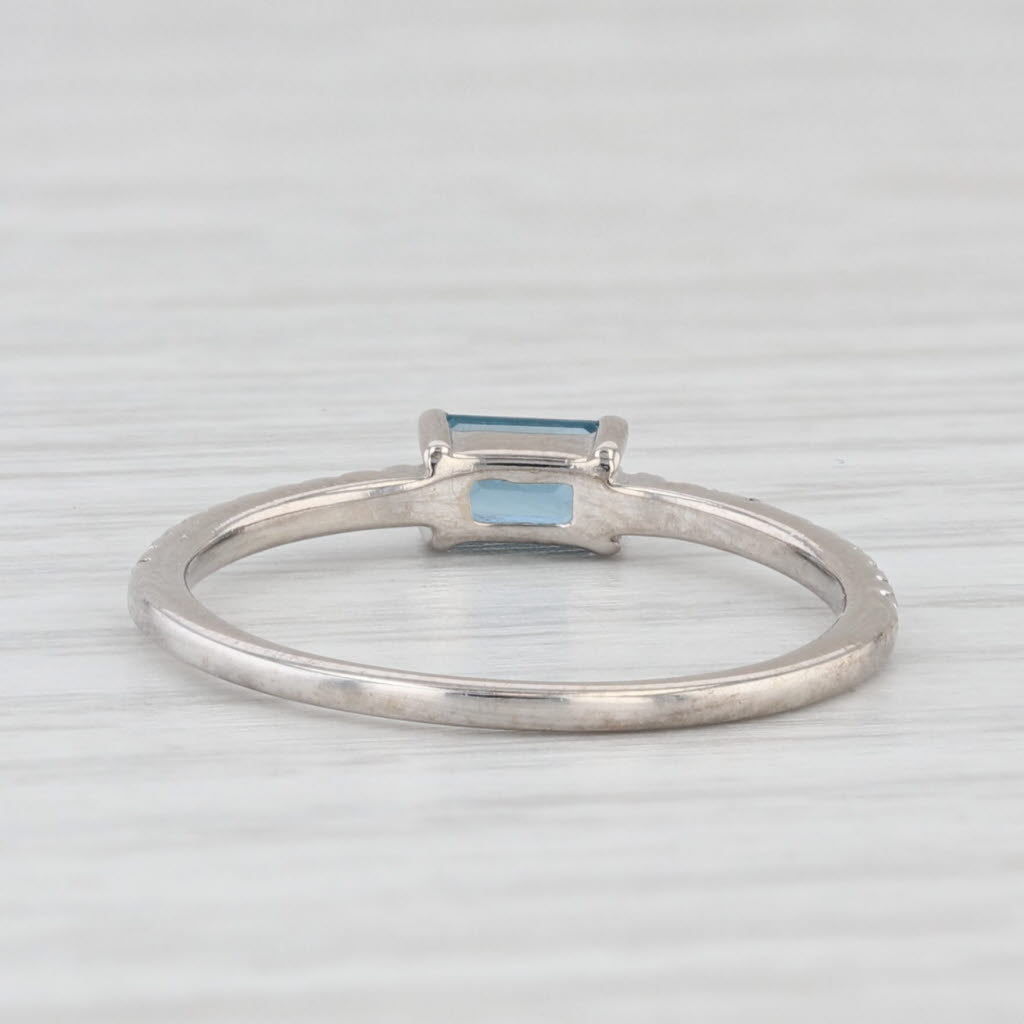 Light Gray 0.33ctw Blue Topaz Diamond Ring 10k White Gold Size 7 Stackable