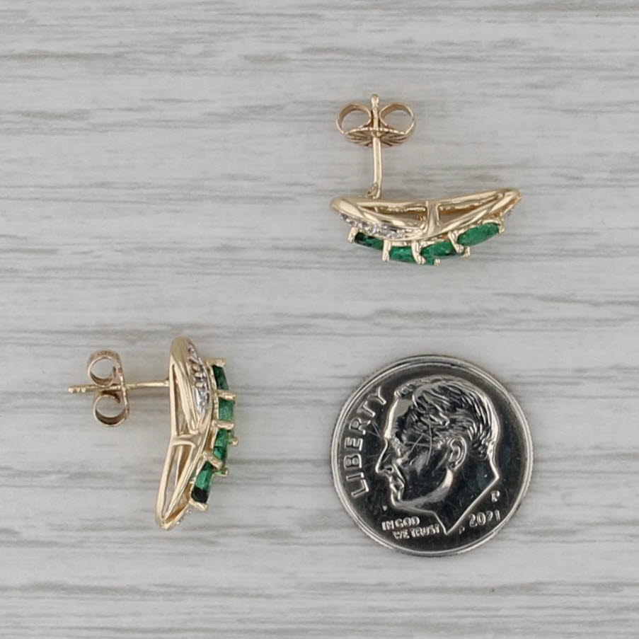 0.48ctw Diamond Emerald Drop Earrings 14k Yellow Gold