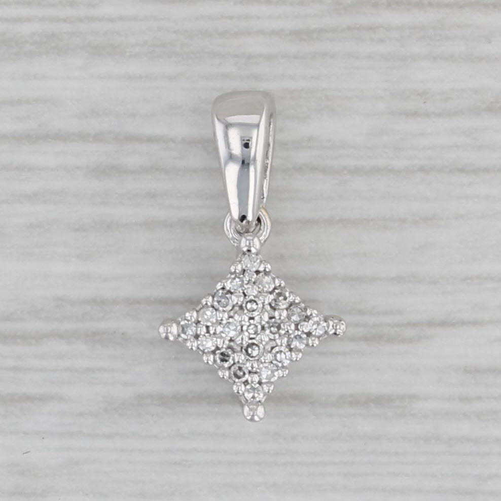 Gray Small Diamond Drop Pendant 10k White Gold