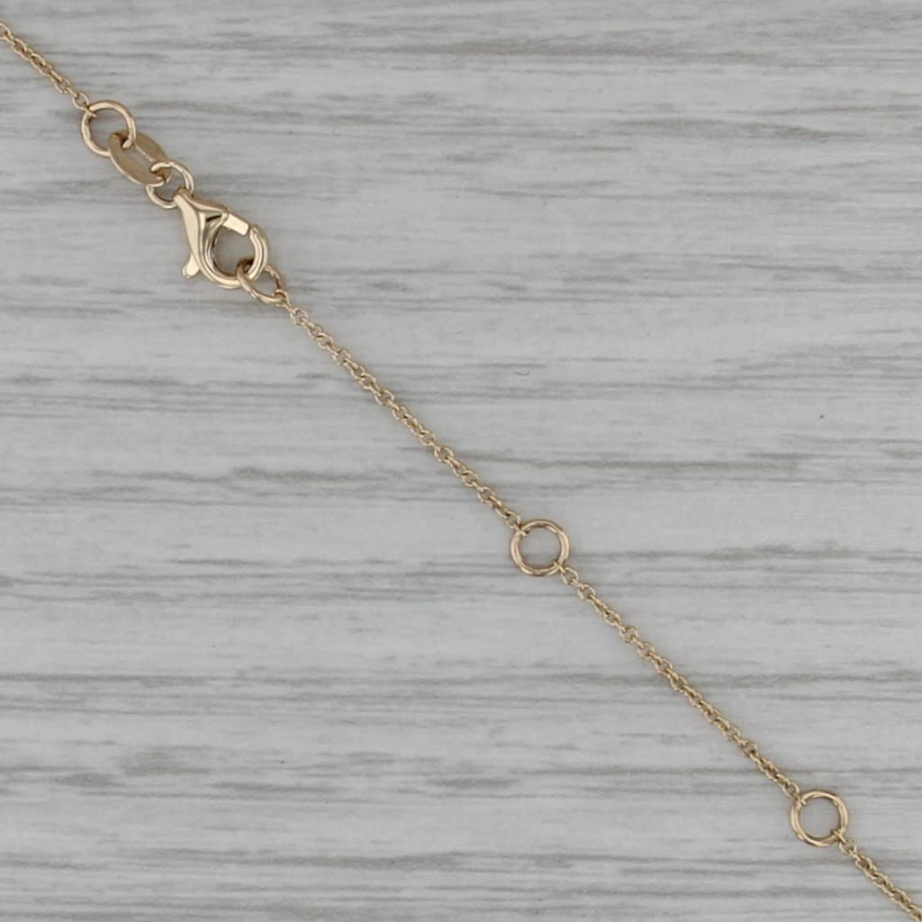 New 0.15ctw Diamond Station Necklace Brushed Pendant 14k Gold 16" 17" 18"