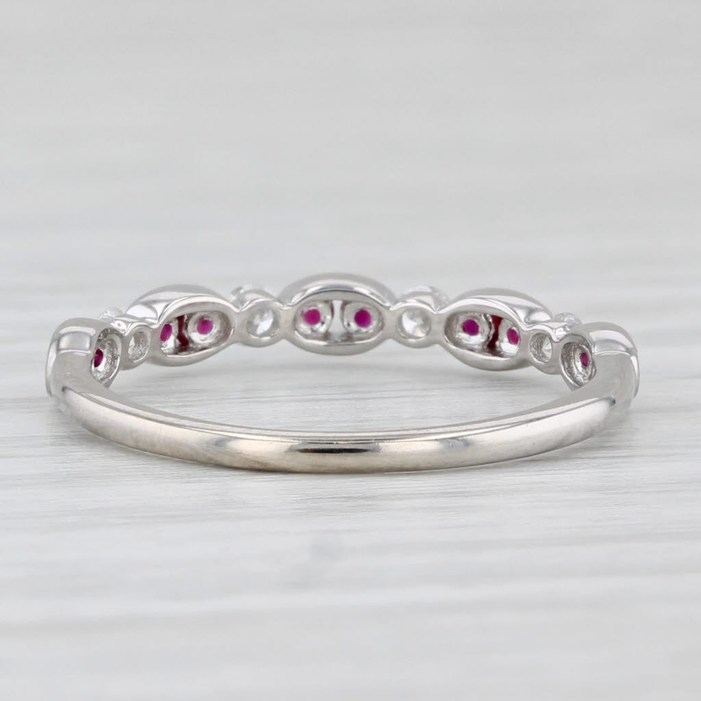 Light Gray 0.40ctw Ruby Diamond Stackable Ring 14k White Gold Size 6.5 Wedding Band