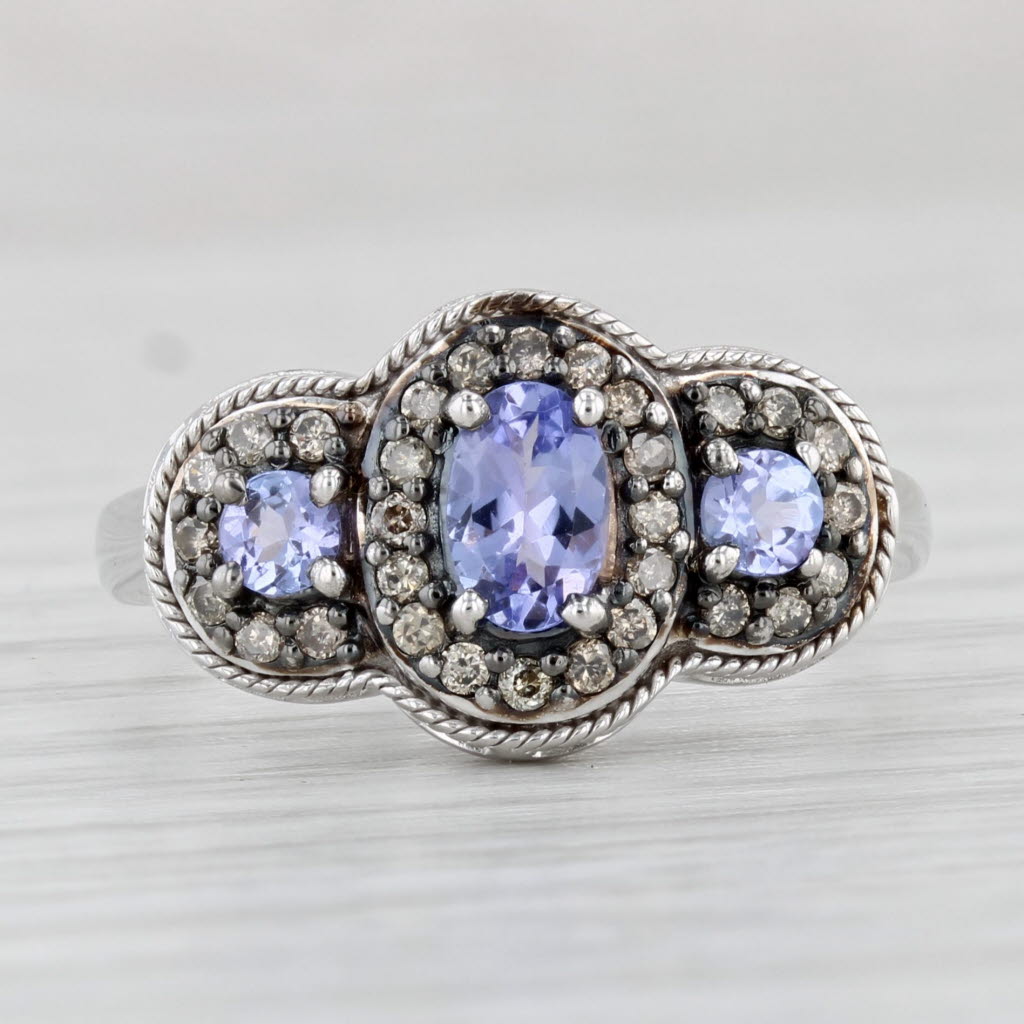 Light Gray 1.07ctw Tanzanite Diamond Ring 14k White Gold Size 8