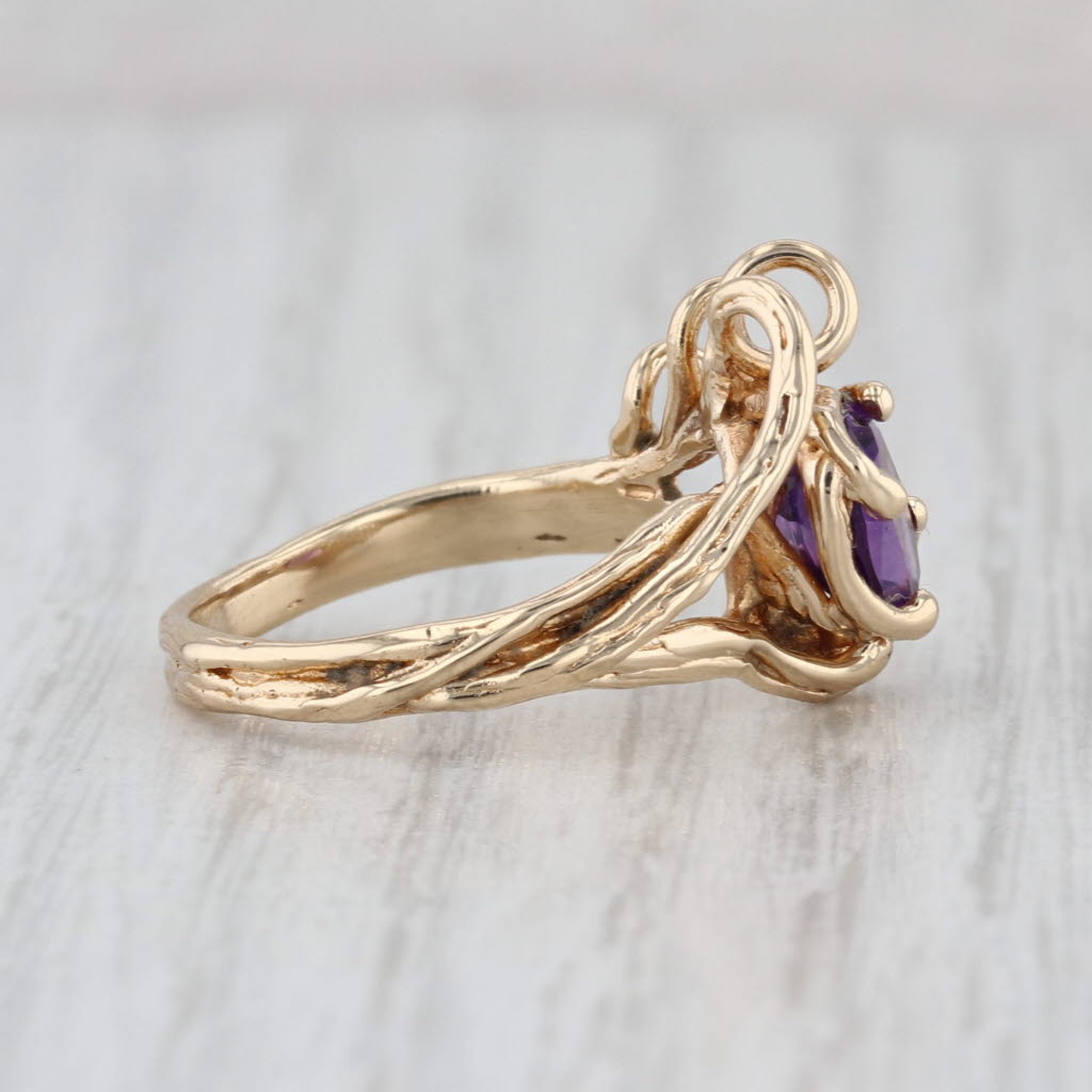 Custom 1.05ct Oval Solitaire Amethyst Coiled Ring 14k Yellow Gold Size 6.5