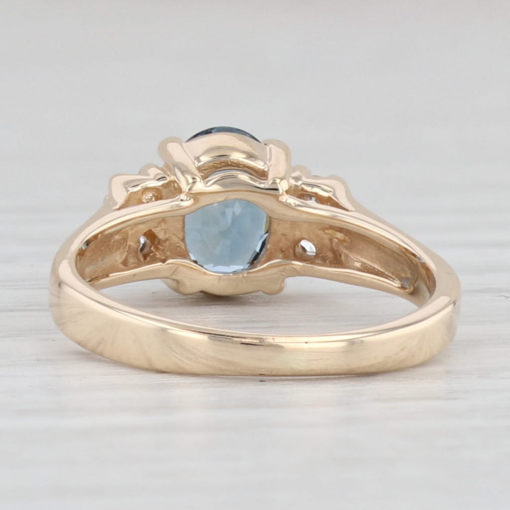 Light Gray 2.21ctw Oval Blue Sapphire Diamond Ring 14k Yellow Gold Size 6 Engagement