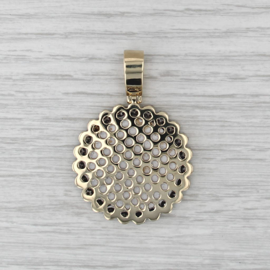 1.70ctw Diamond Halo Engravable Pendant 10k Yellow & White Gold