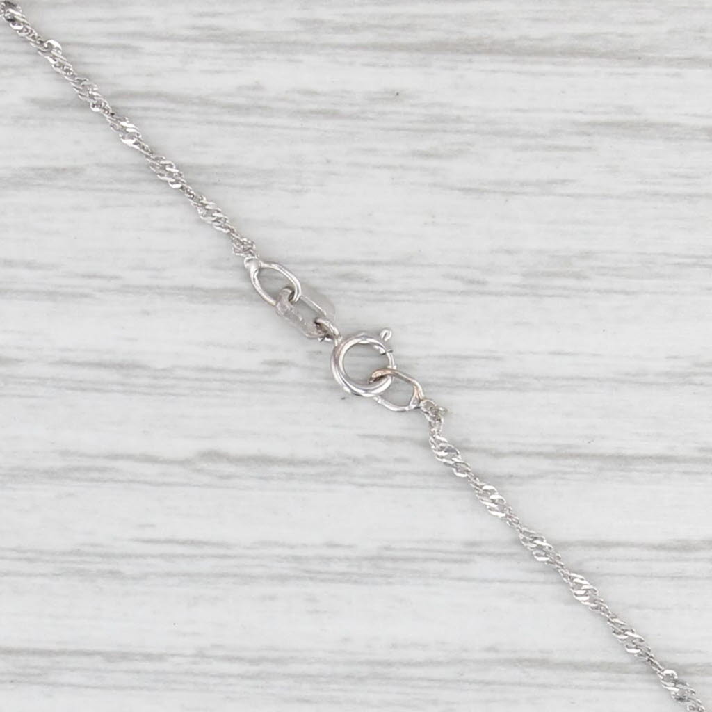 0.47ctw Diamond Pendant Necklace 18k White Gold 17.5" Singapore Chain