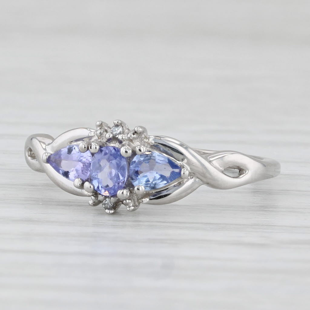 Light Gray 0.37ctw Tanzanite Diamond Ring 10k White Gold Size 7.25