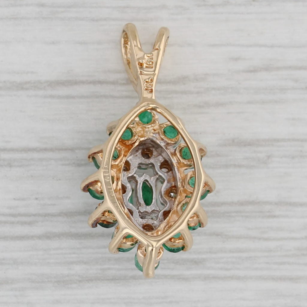 Gray 0.67ctw Emerald Diamond Pendant 10k Yellow Gold Marquise Drop