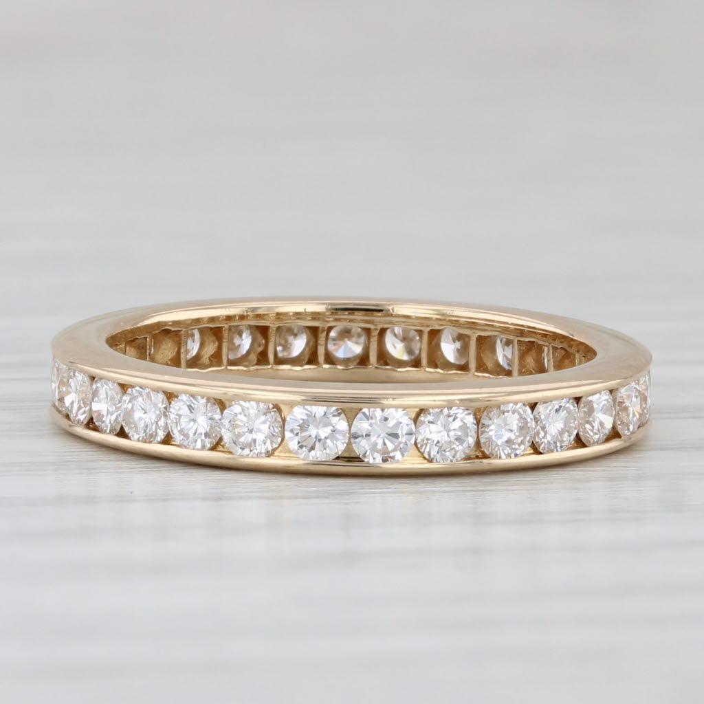 Light Gray 0.95ctw Diamond Eternity Band 18k Yellow Gold Stackable Anniversary Wedding Ring