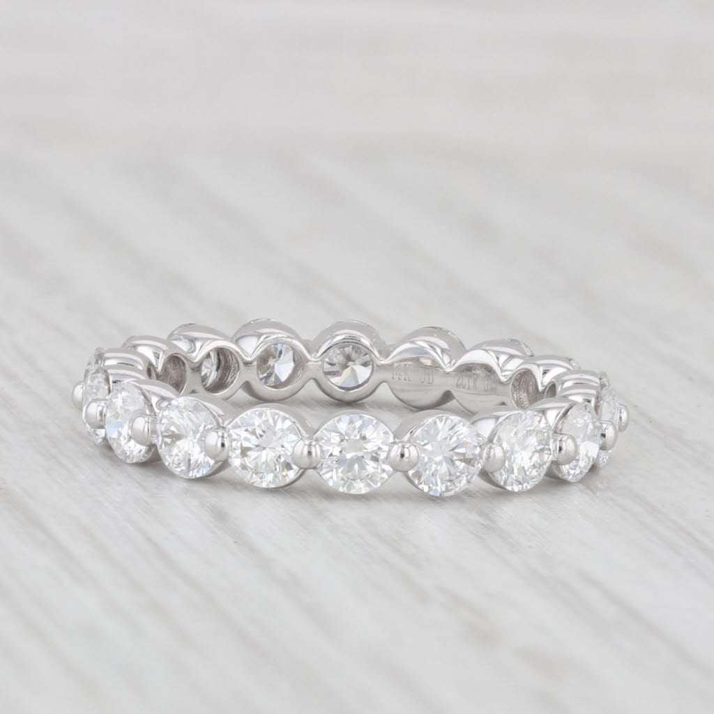 Light Gray 2ctw Diamond Eternity Wedding Ring 14k White Gold Anniversary Stackable Band