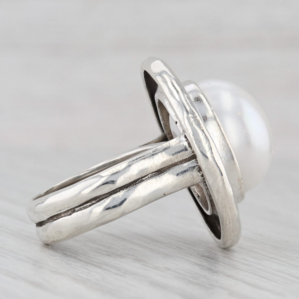 Light Gray Silpada 13.7mm Cultured Pearl Ring Pure Romance R3366 Sterling Silver Size 6