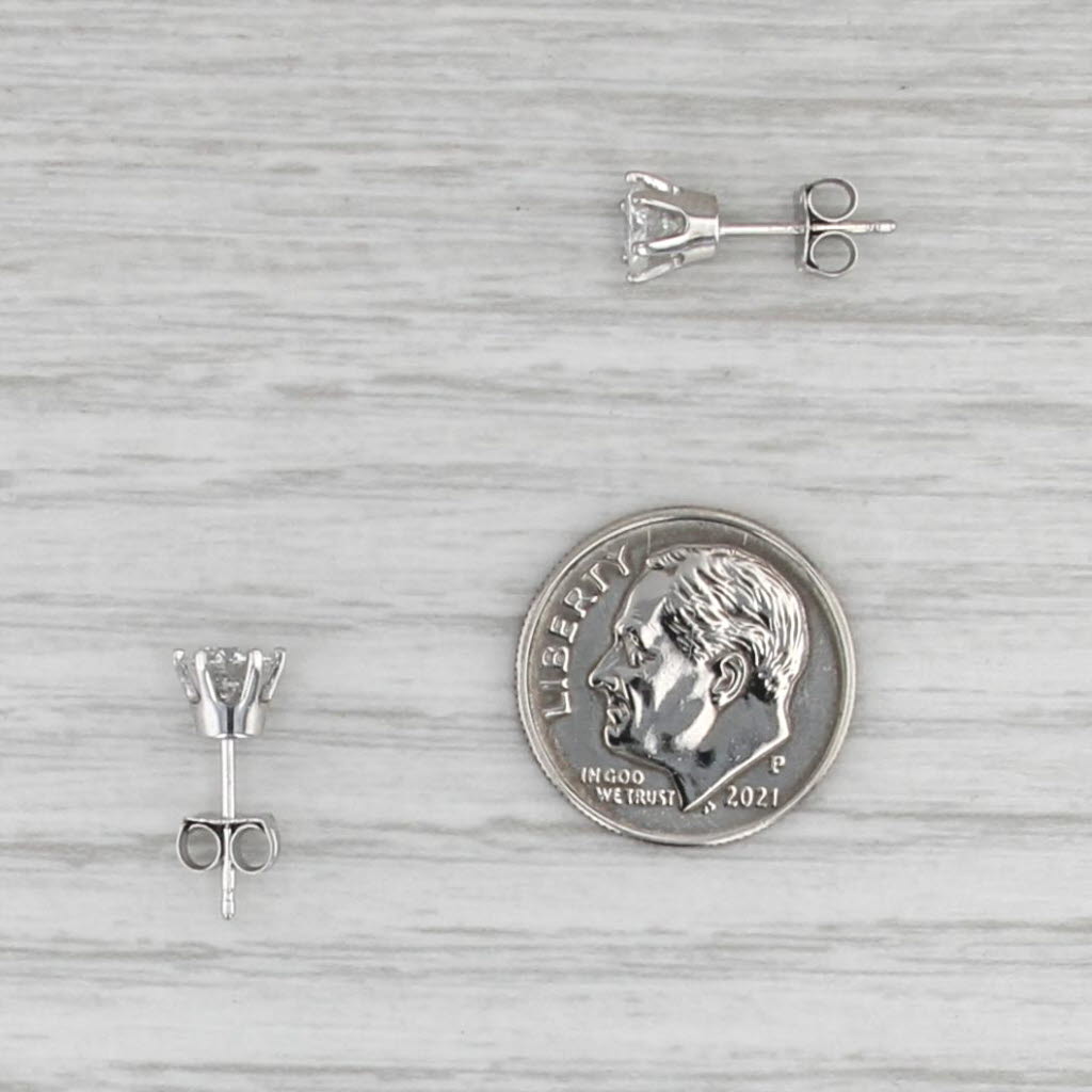 0.81ctw Round Solitaire Stud Earrings 14k White Gold Studs