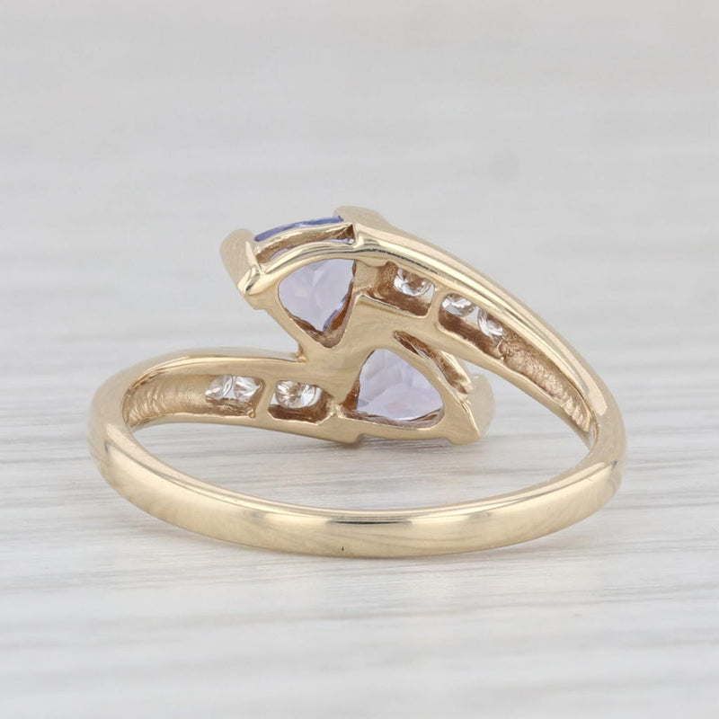 0.59ctw Tanzanite Diamond Bypass Ring 10k Yellow Gold Size 5.25