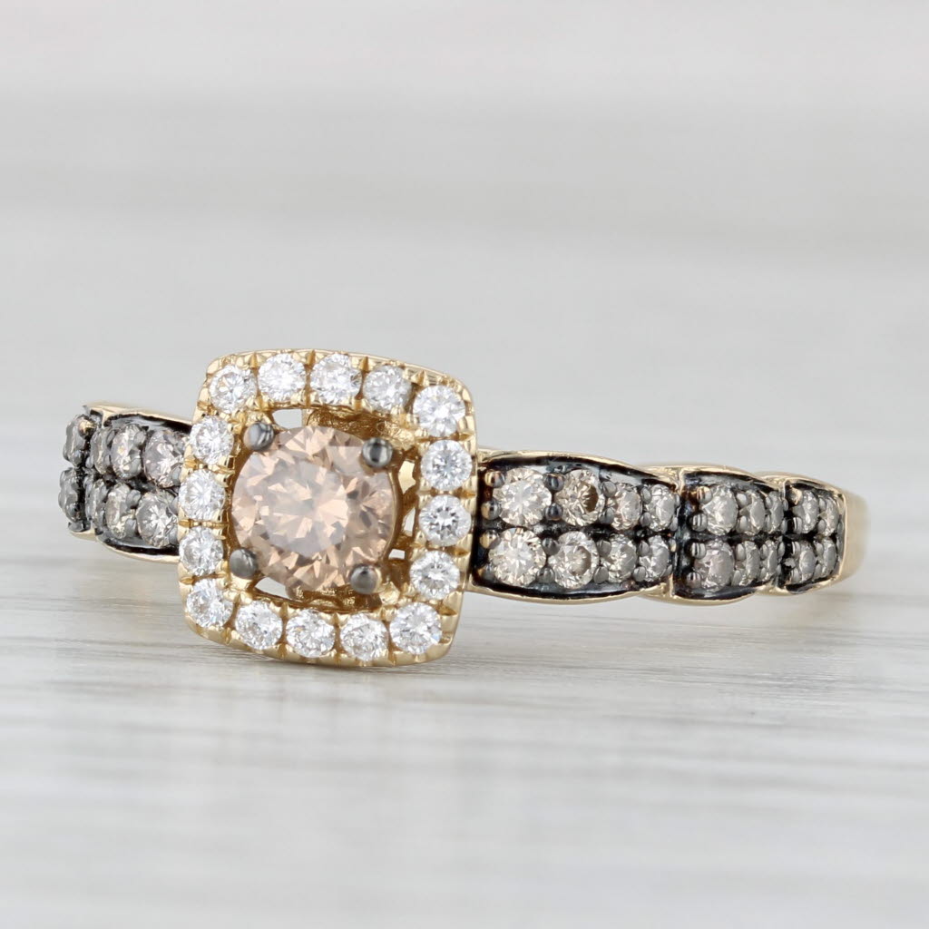 Light Gray Le Vian 0.84ctw White Champagne Diamond Halo Engagement Ring 14k Gold Size 10.75