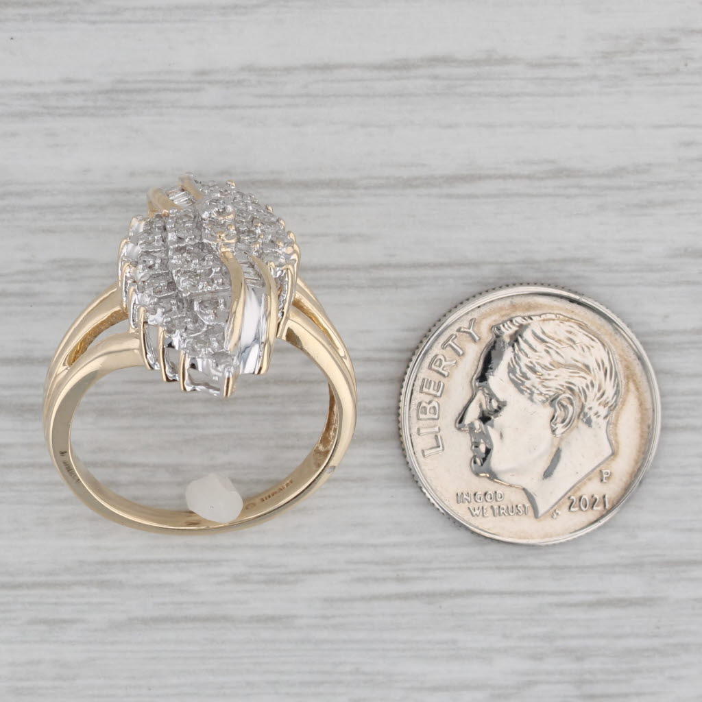 Gray 0.22ctw Diamond Cluster Ring 10k Yellow Gold Size 7.5 Cocktail