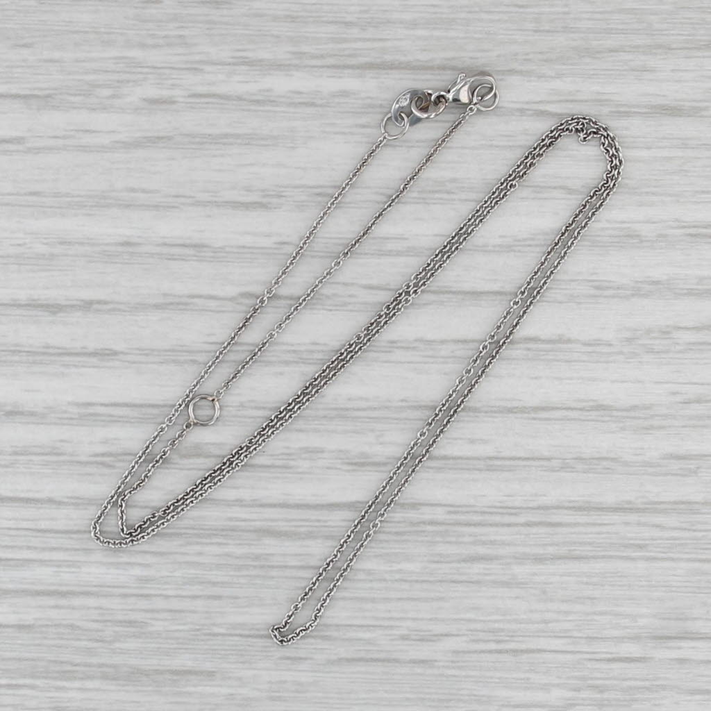 Adjustable Cable Chain Necklace 14k White Gold 16" 18" 1.1mm