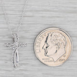 Diamond Cross Pendant Necklace 10k White Gold 19.5" Rope Chain