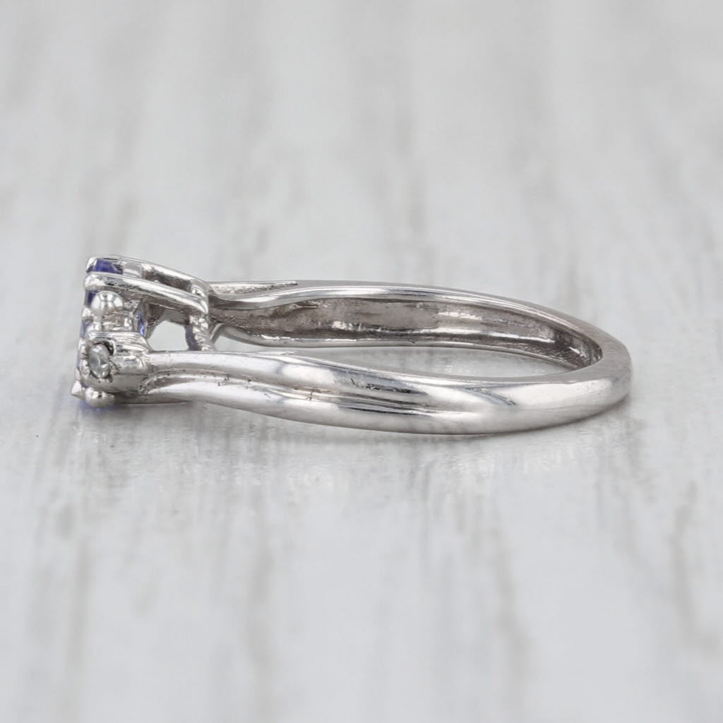 0.30ct Tanzanite Diamond Ring 10k White Gold Small Size 3.25
