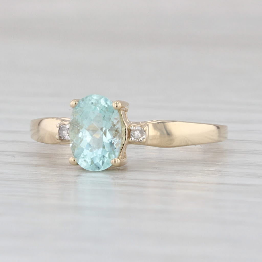 0.77ct Green Paraiba Tourmaline Ring 10k Yellow Gold Sz 5.25 COA Jacque Christie