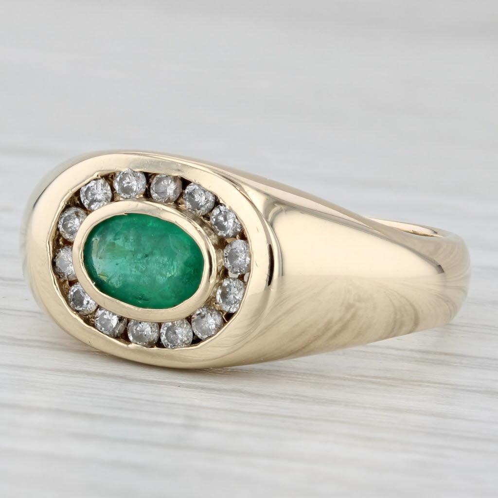 Light Gray 1ctw Oval Emerald Diamond Halo Ring 14k Yellow Gold Size 10.25