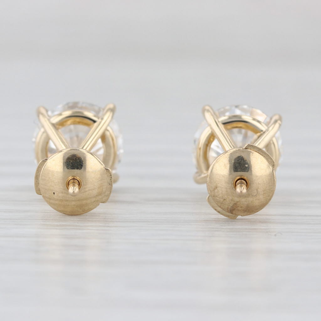 New IGI 4.02ctw Lab Grown Round Diamond Stud Earrings 14k Gold Solitaire Studs