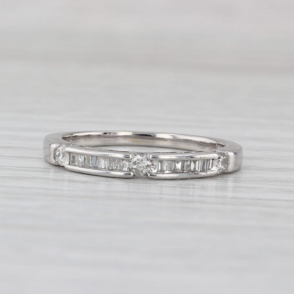 0.29ctw Diamond Wedding Band 14k White Gold Stackable Anniversary Ring Size 7