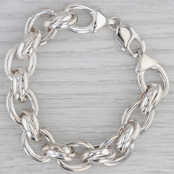 Puffy Cable Chain Bracelet Sterling Silver 7" 14.4mm Lobster Clasp