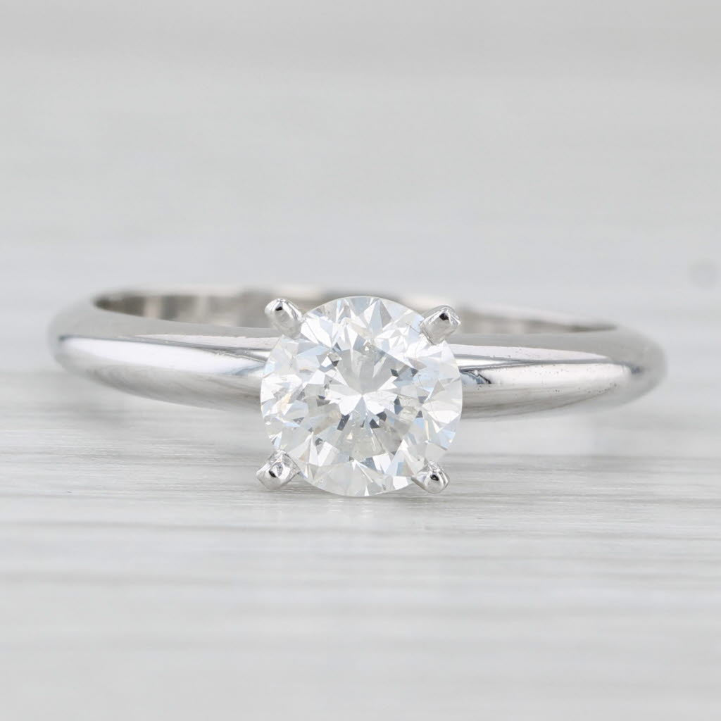 Light Gray 0.99ct Round Diamond Solitaire Engagement Ring Platinum Size 6.25 GIA