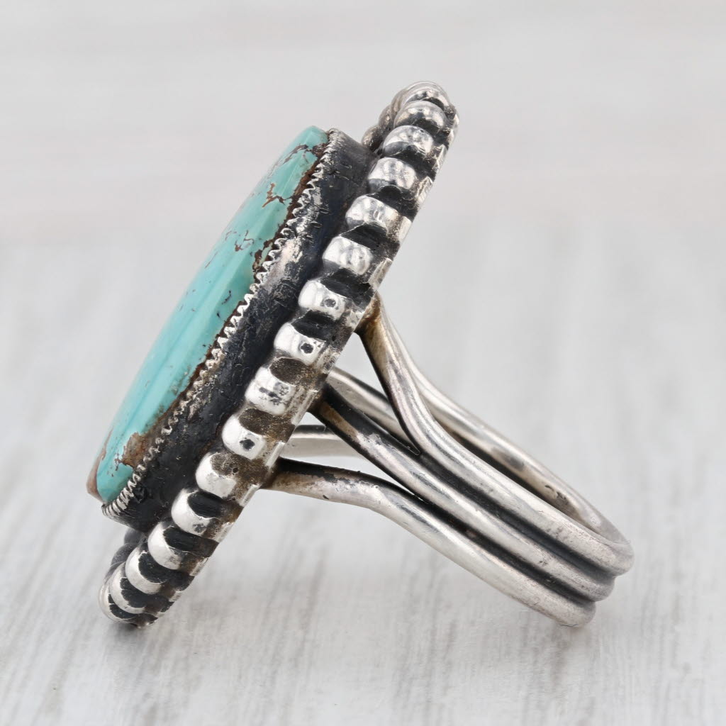 Vintage Turquoise Ring Sterling Silver Leon Martinez Navajo Native American