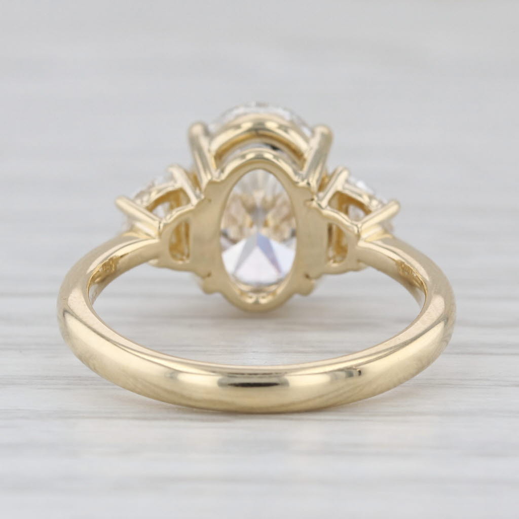 New IGI 3.43ctw Oval 3-Stone Lab Grown Diamond Engagement Ring 14k Yellow Gold