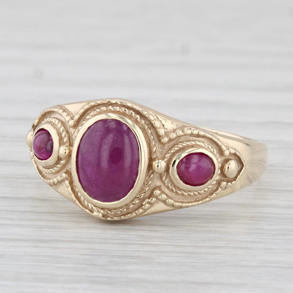 Oval Ruby Cabochon Ring 10k Yellow Gold Size 10