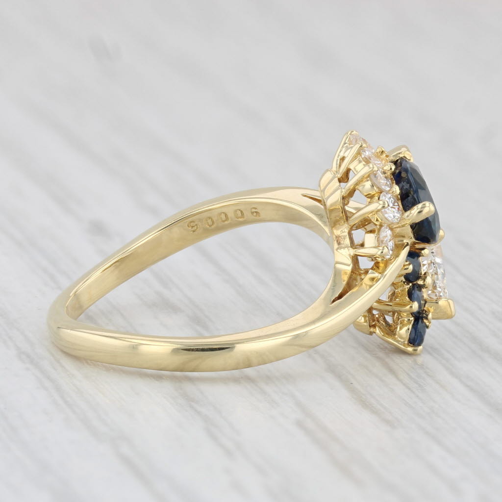 Light Gray 1.43ctw Diamond Blue Sapphire Bypass Ring 18k Yellow Gold Size 6.25