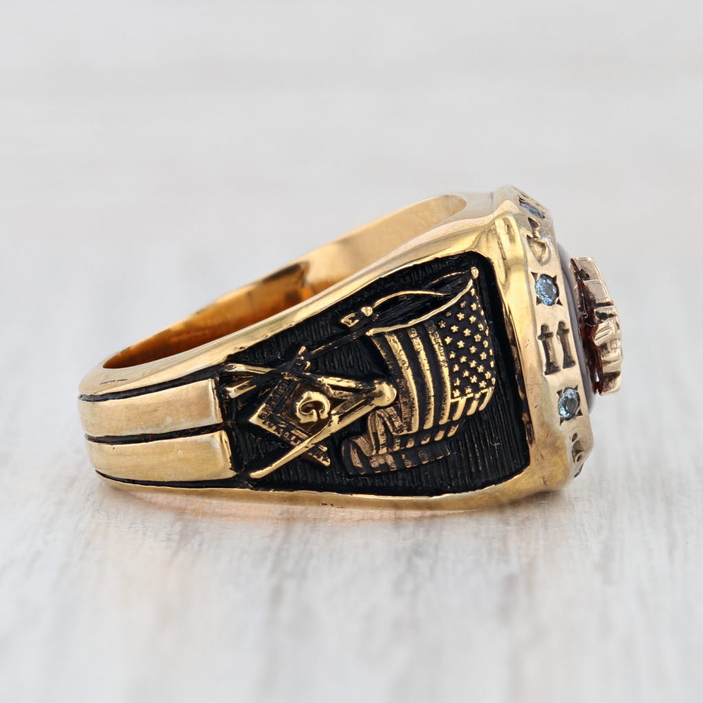 Knights Templar Signet Ring Sterling Silver Masonic Blue Lodge Triple Tau Trowle